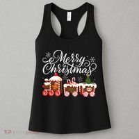 Merry Christmas Train Santa Claus Gingerbread House Pajamas Women's Tank Top thumb 3