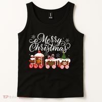 Merry Christmas Train Santa Claus Gingerbread House Pajamas Tank Top thumb 2