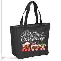 Merry Christmas Train Santa Claus Gingerbread House Pajamas Tote Bag thumb 2