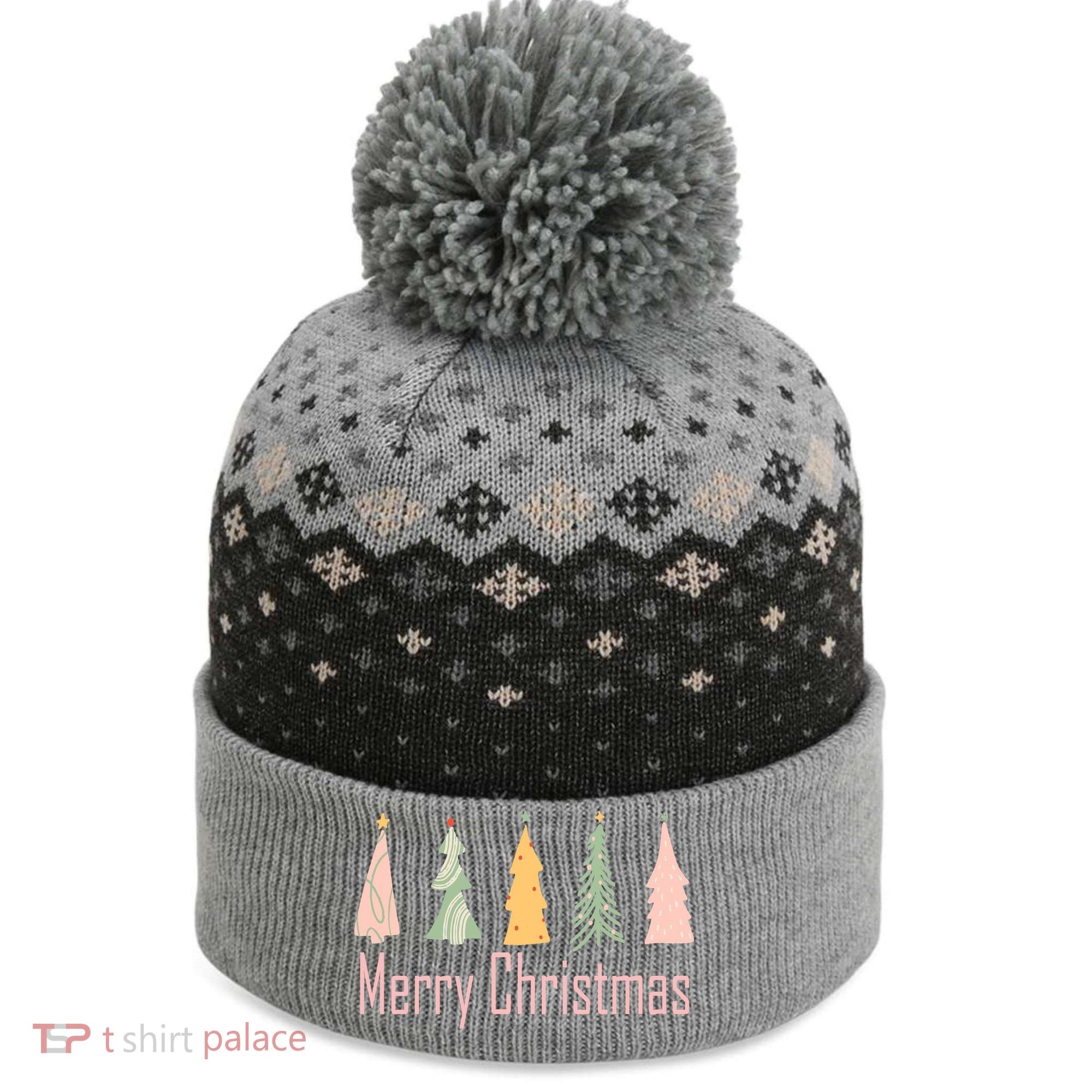 Merry Christmas Trees Cute Holiday The Baniff Cuffed Pom Beanie