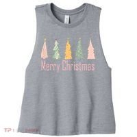 Merry Christmas Trees Cute Holiday Women's Racerback Cropped Tank thumb 0