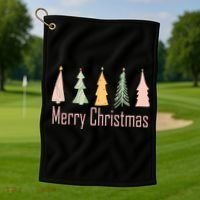 Merry Christmas Trees Cute Holiday Golf Towel thumb 1