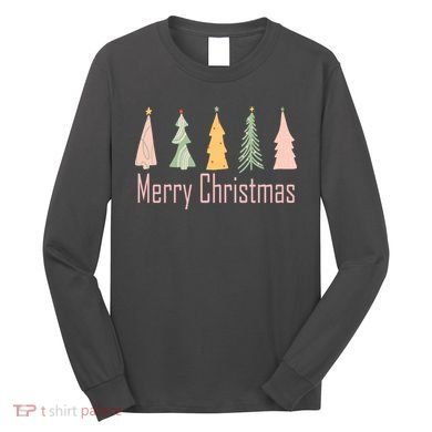Merry Christmas Trees Cute Holiday Long Sleeve Shirt