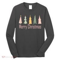 Merry Christmas Trees Cute Holiday Long Sleeve Shirt thumb 0