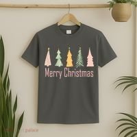 Merry Christmas Trees Cute Holiday T-Shirt thumb 2
