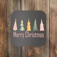 Merry Christmas Trees Cute Holiday Coaster thumb 0