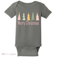 Merry Christmas Trees Cute Holiday Baby Bodysuit thumb 0