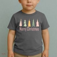 Merry Christmas Trees Cute Holiday Toddler T-Shirt thumb 2