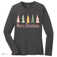Merry Christmas Trees Cute Holiday Women's Long Sleeve Shirt thumb 0