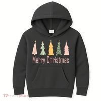 Merry Christmas Trees Cute Holiday Kids Hoodie thumb 0