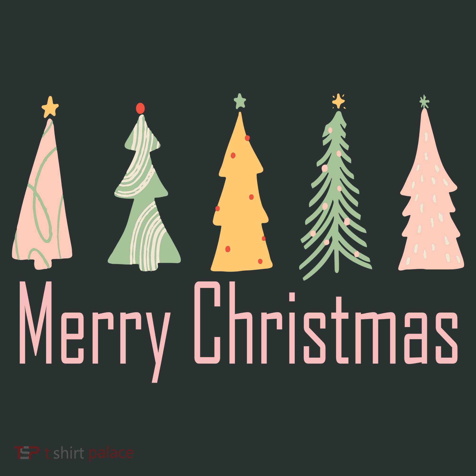 Merry Christmas Trees Cute Holiday Kids T-Shirt
