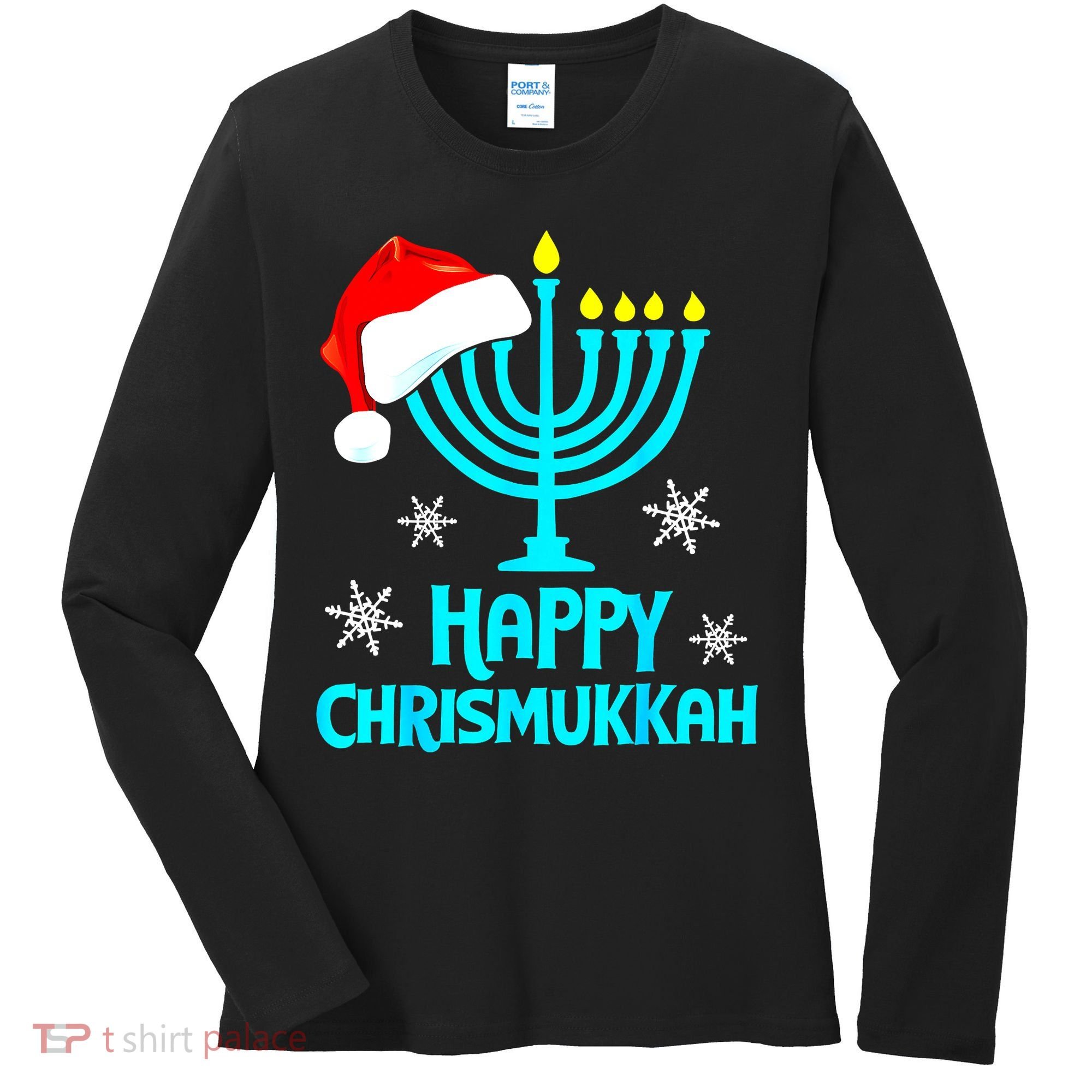 Merry Chrismukkah Ugly Xmas Funny Hanukkah Christmas Women's Long Sleeve Shirt