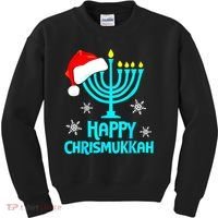 Merry Chrismukkah Ugly Xmas Funny Hanukkah Christmas Kids Sweatshirt thumb 0
