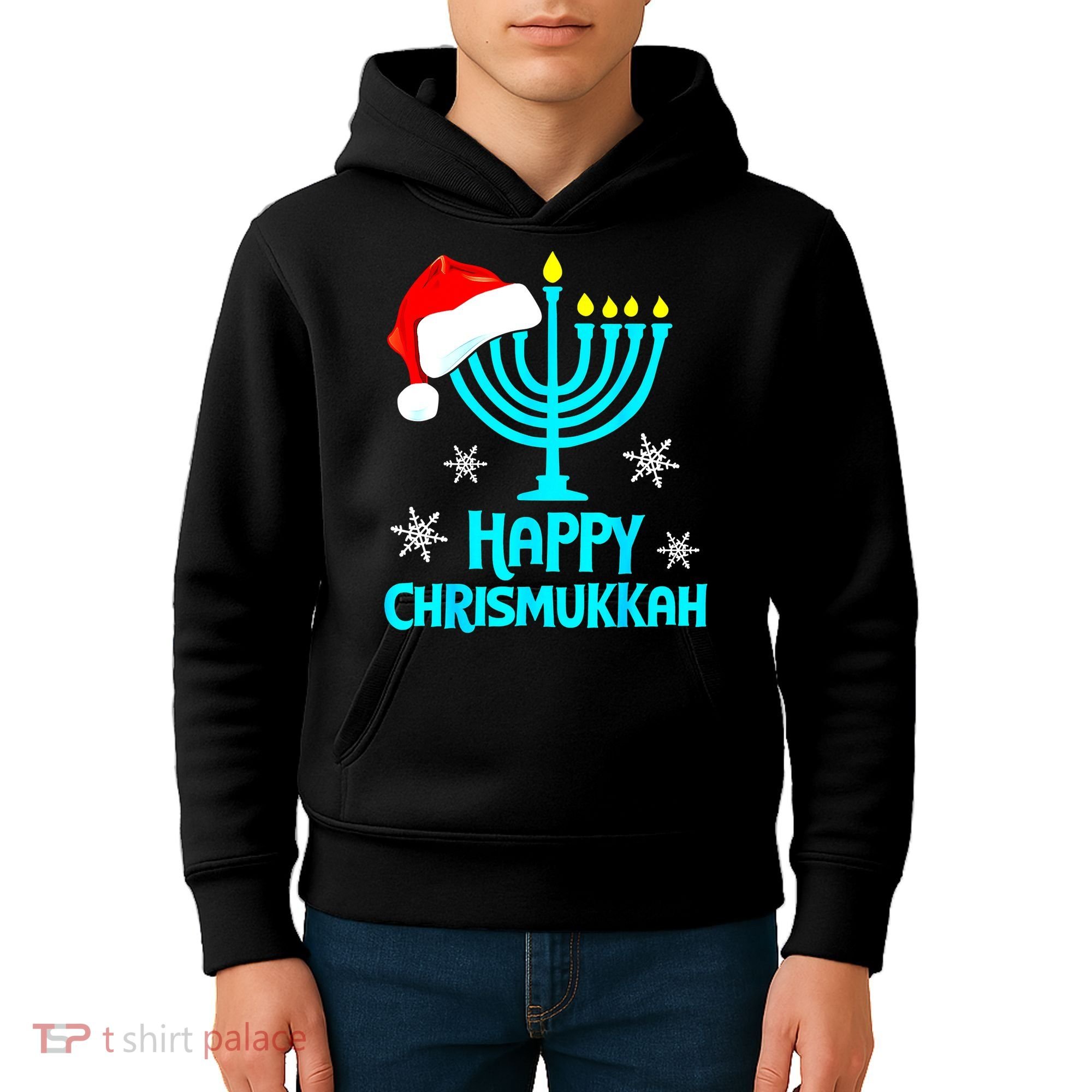 Merry Chrismukkah Ugly Xmas Funny Hanukkah Christmas Kids Hoodie
