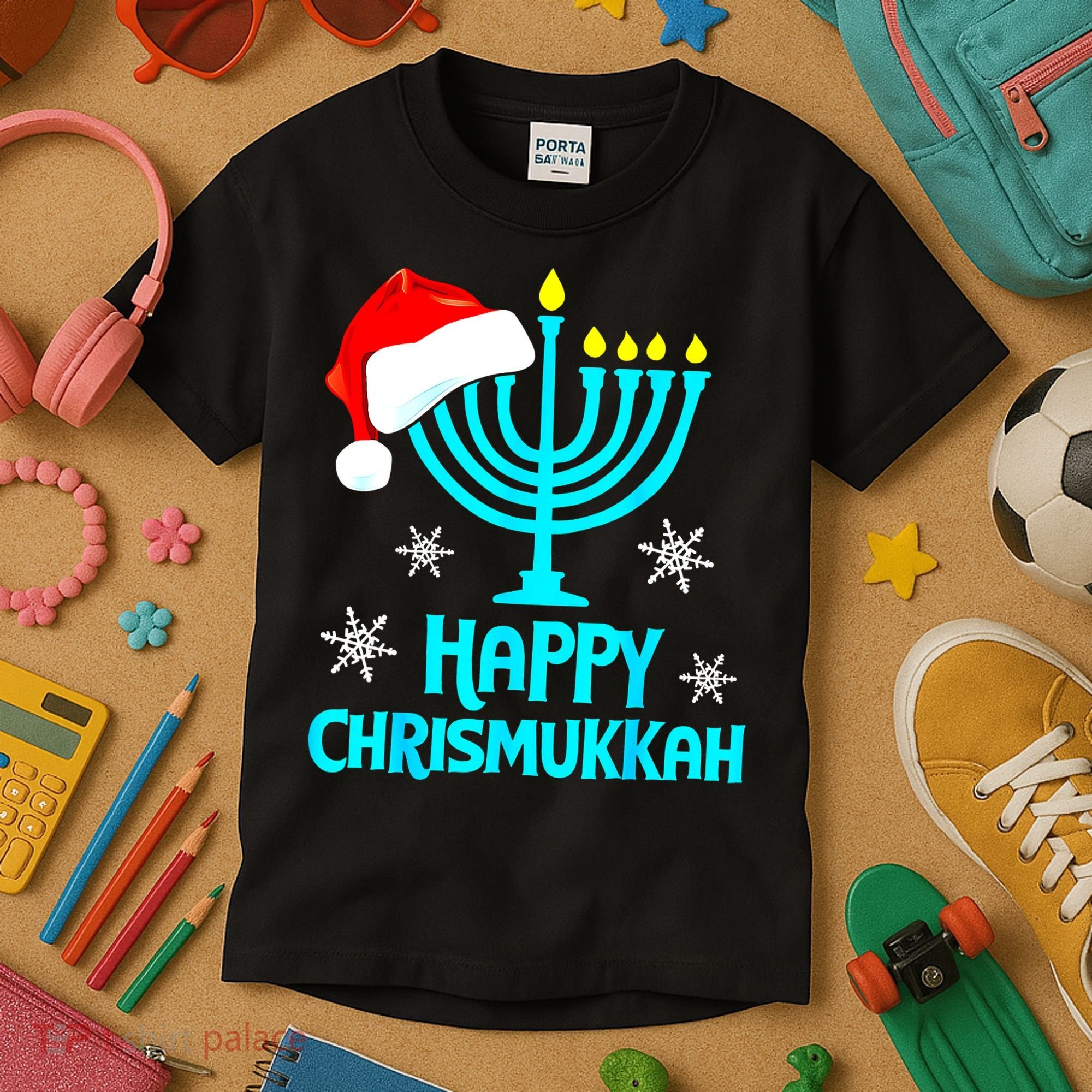 Merry Chrismukkah Ugly Xmas Funny Hanukkah Christmas Kids T-Shirt