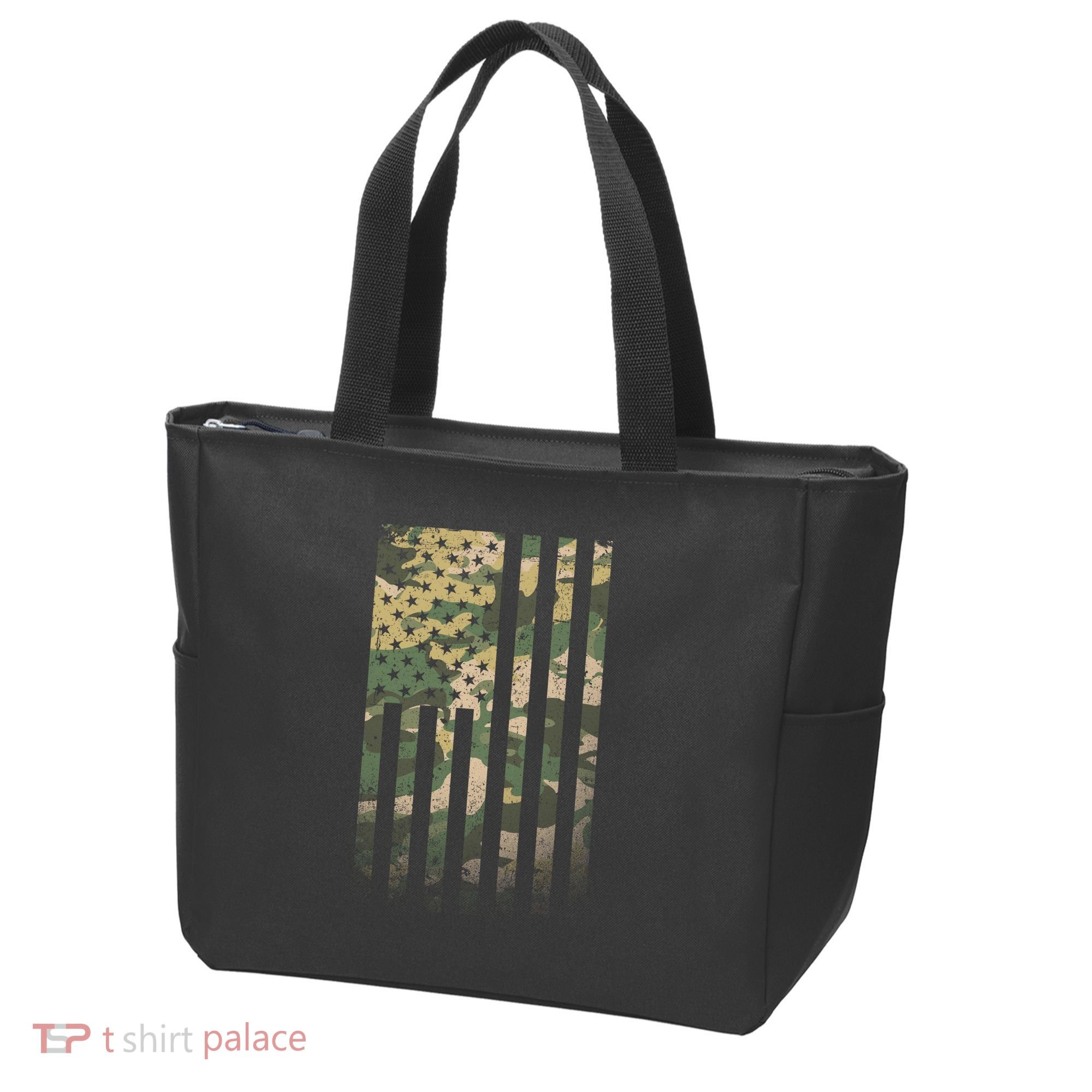 Military Camouflage USA American Flag Tote Bag