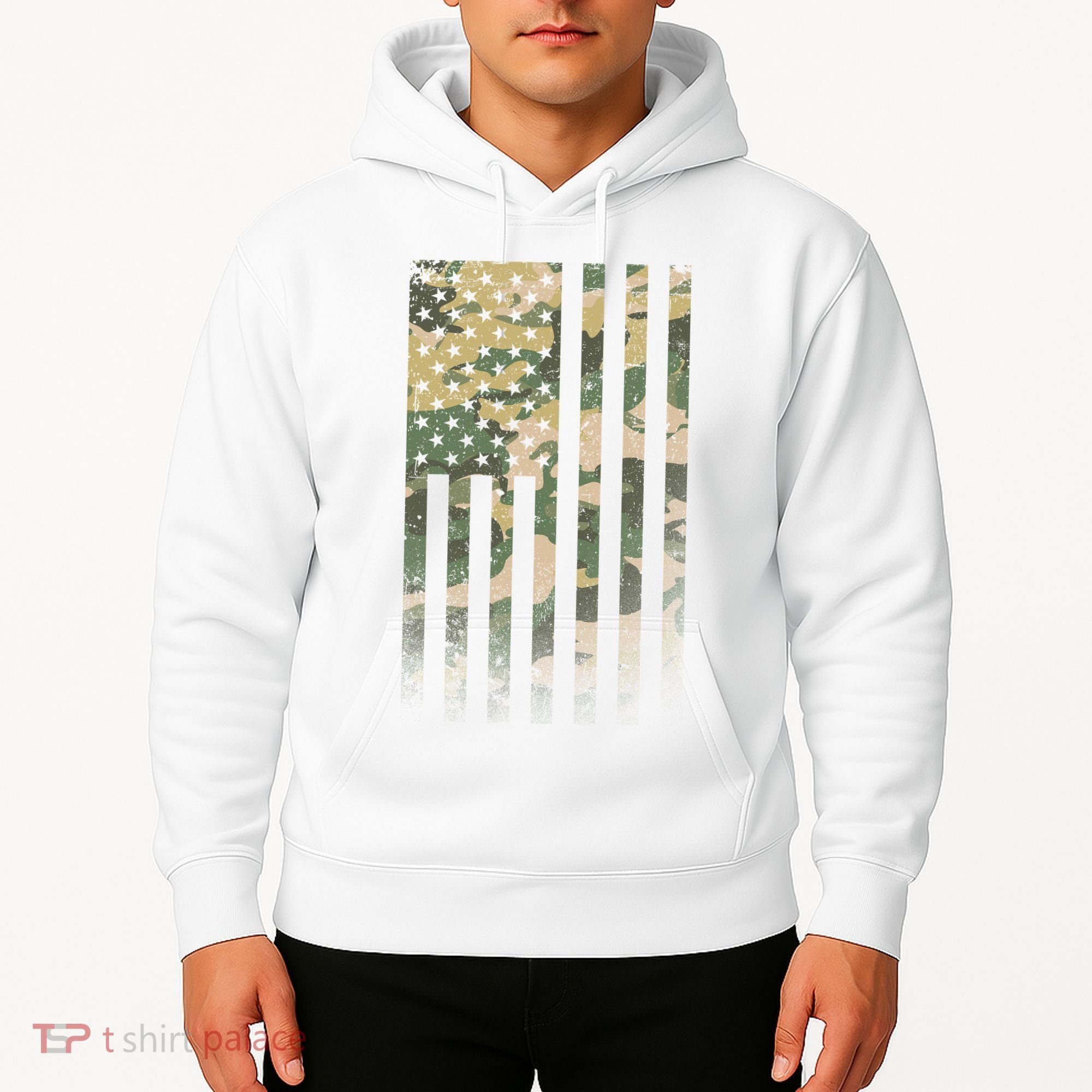Military Camouflage USA American Flag Hoodie