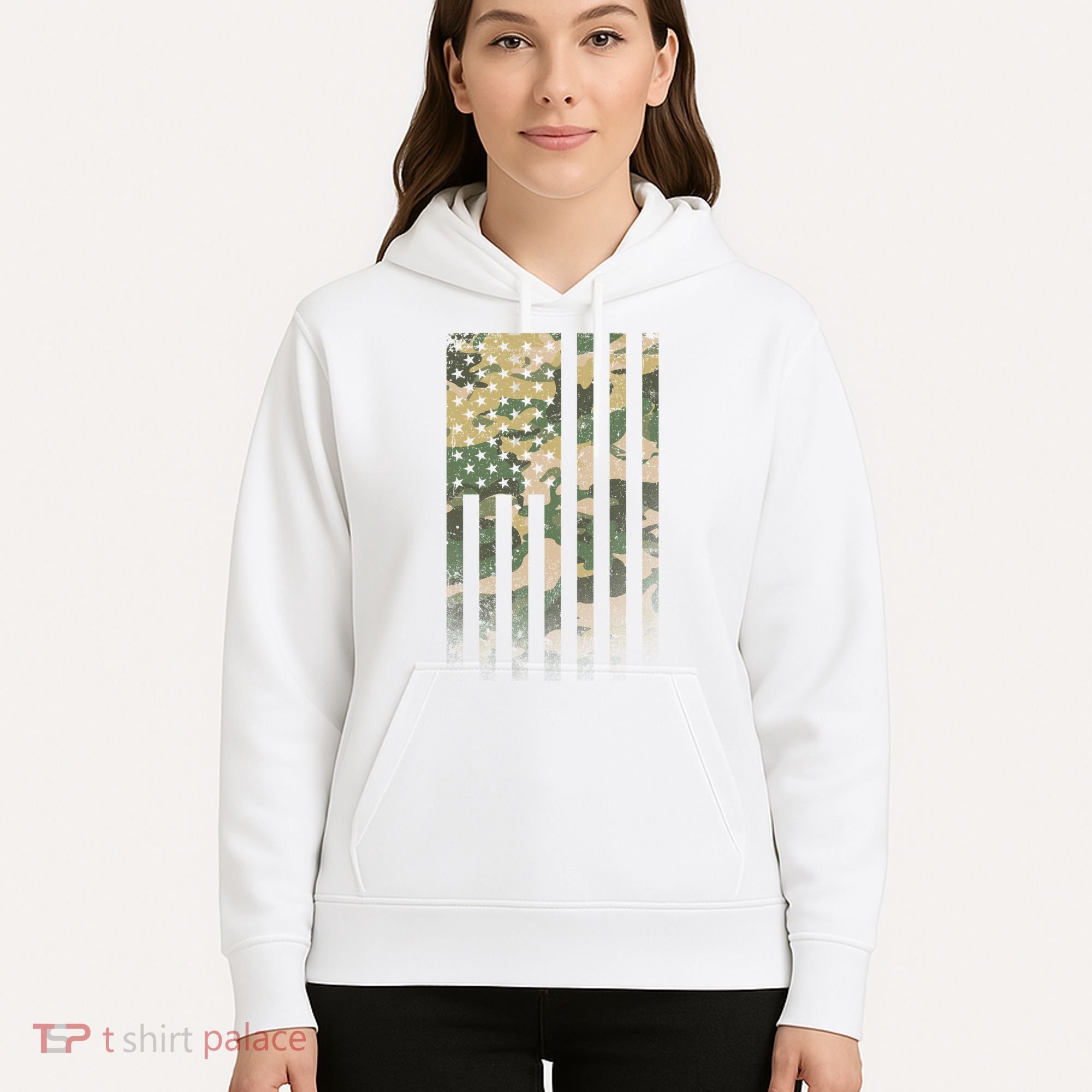 Military Camouflage USA American Flag Hoodie