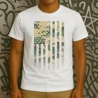 Military Camouflage USA American Flag T-Shirt thumb 3