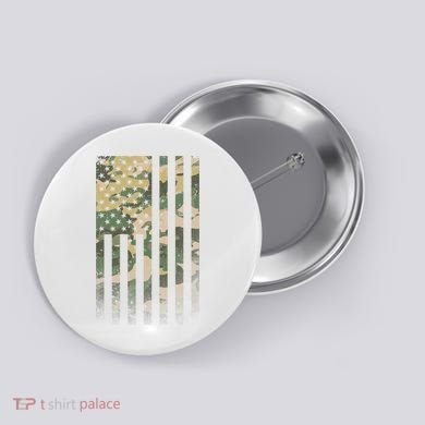 Military Camouflage USA American Flag Button