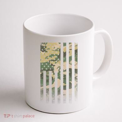 Military Camouflage USA American Flag Coffee Mug back