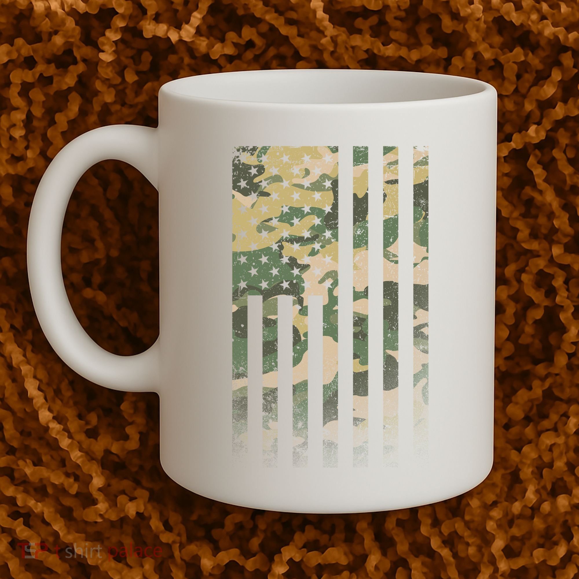 Military Camouflage USA American Flag Coffee Mug