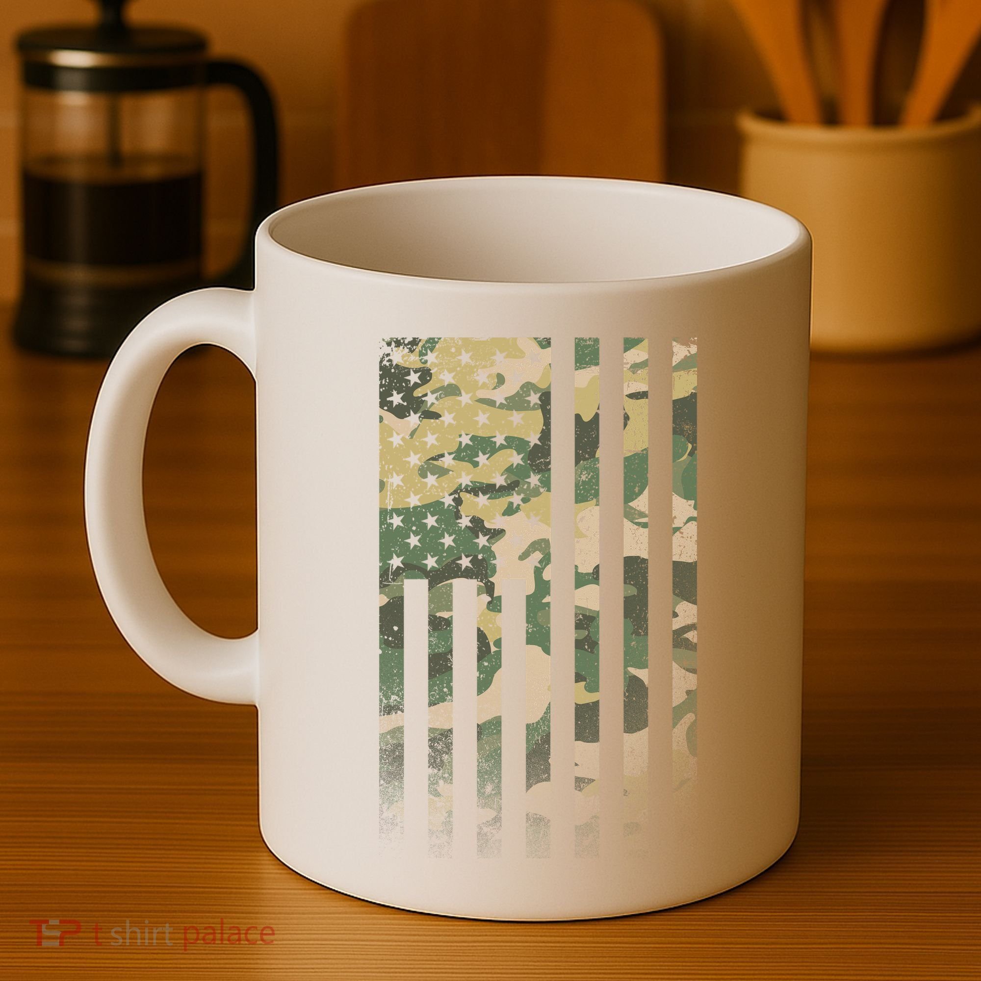 Military Camouflage USA American Flag Coffee Mug