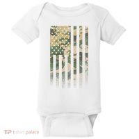 Military Camouflage USA American Flag Baby Bodysuit thumb 0