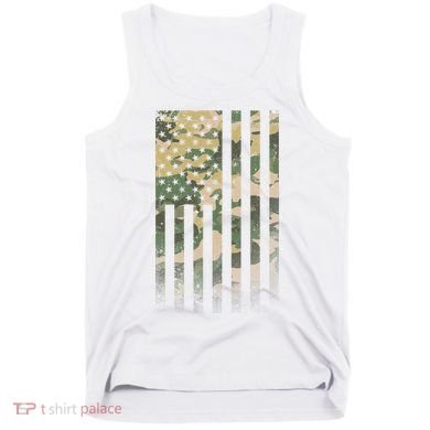 Military Camouflage USA American Flag Tank Top