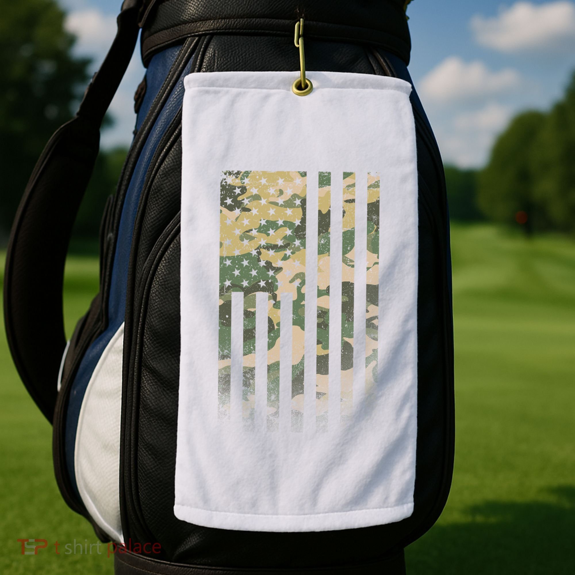 Military Camouflage USA American Flag Golf Towel