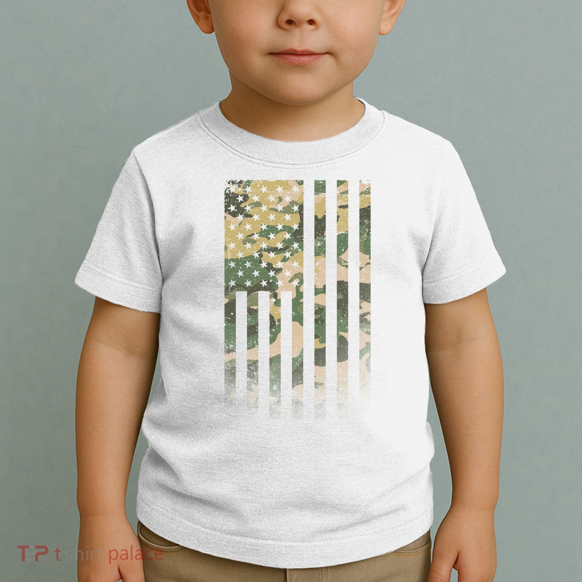 Military Camouflage USA American Flag Toddler T-Shirt