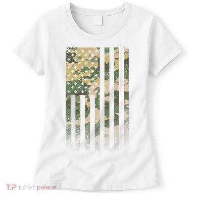 Military Camouflage USA American Flag Women's T-Shirt