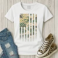 Military Camouflage USA American Flag Women's T-Shirt thumb 3