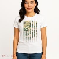 Military Camouflage USA American Flag Women's T-Shirt thumb 4