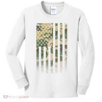 Military Camouflage USA American Flag Kids Long Sleeve Shirt thumb 0