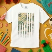 Military Camouflage USA American Flag Kids T-Shirt thumb 3