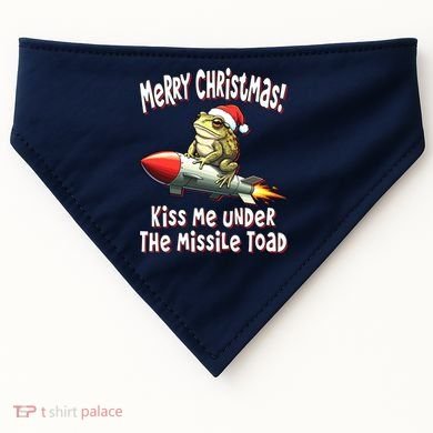 Merry Christmas Under The Missile Toad USA-Made Doggie Bandana