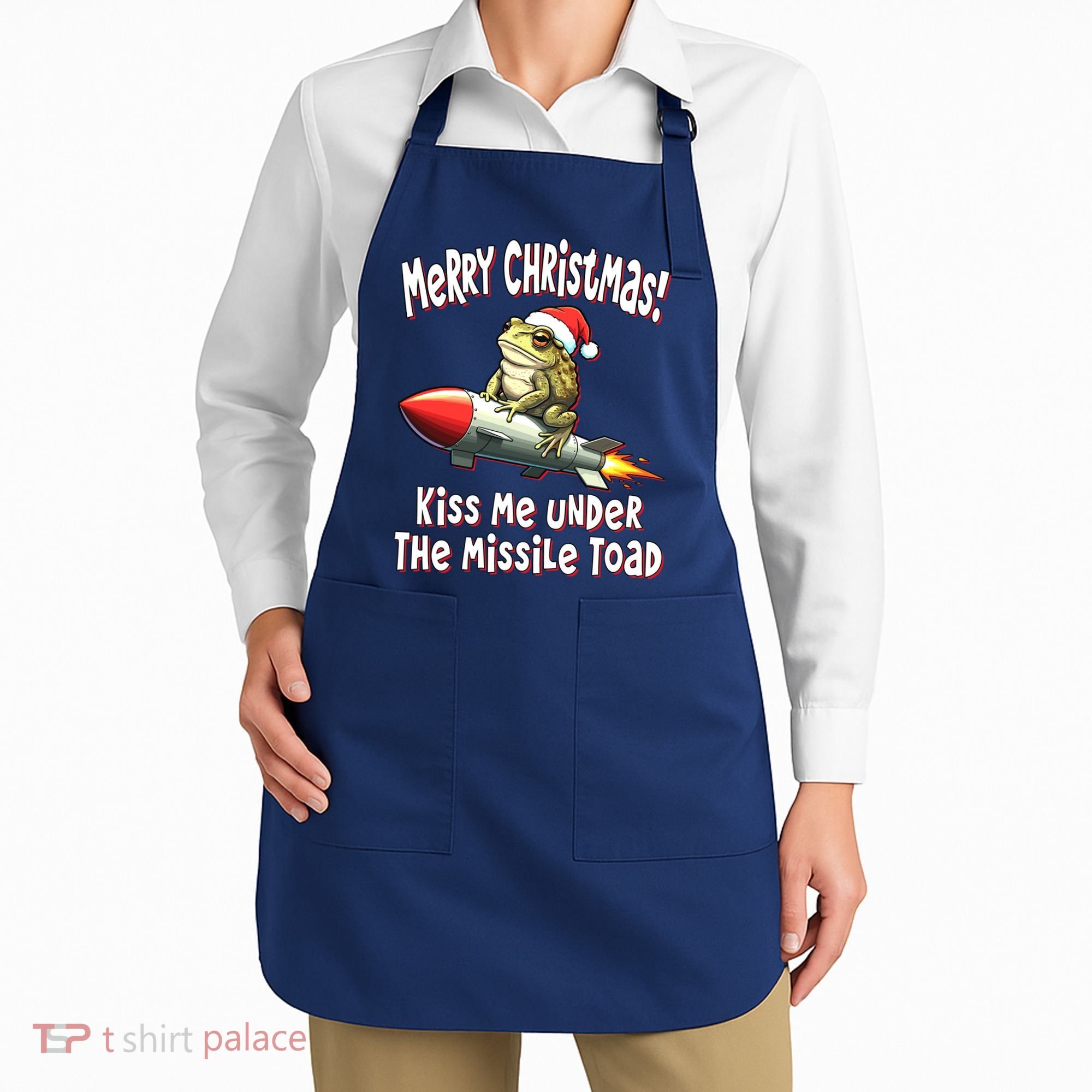 Merry Christmas Under The Missile Toad Apron