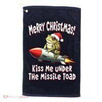 Merry Christmas Under The Missile Toad Golf Towel thumb 0