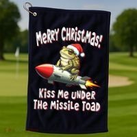 Merry Christmas Under The Missile Toad Golf Towel thumb 1