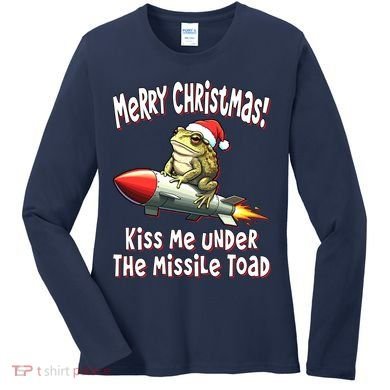 Merry Christmas Under The Missile Toad Women's Long Sleeve Shirt