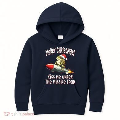 Merry Christmas Under The Missile Toad Kids Hoodie