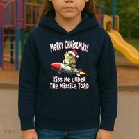 Merry Christmas Under The Missile Toad Kids Hoodie thumb 3