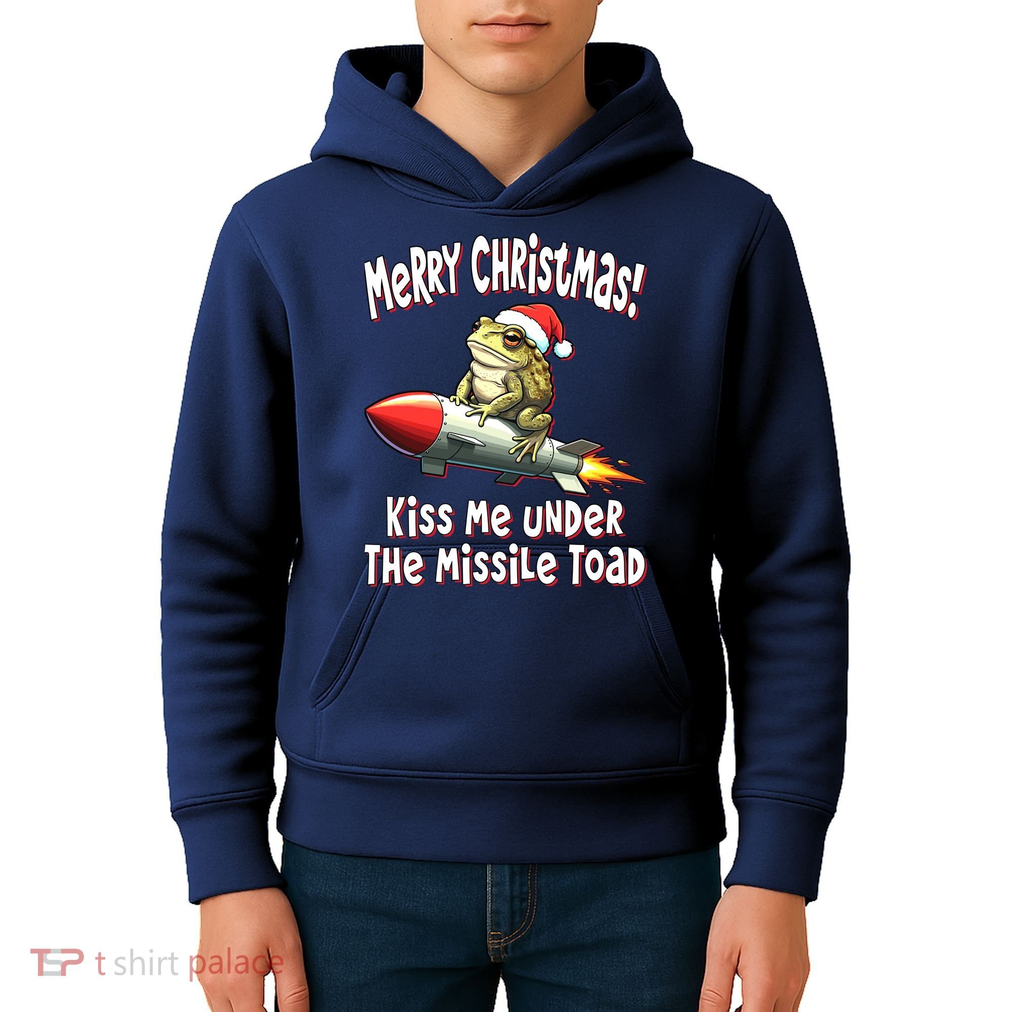 Merry Christmas Under The Missile Toad Kids Hoodie