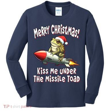 Merry Christmas Under The Missile Toad Kids Long Sleeve Shirt