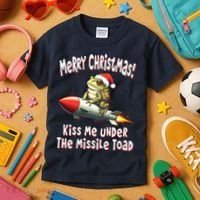 Merry Christmas Under The Missile Toad Kids T-Shirt thumb 3