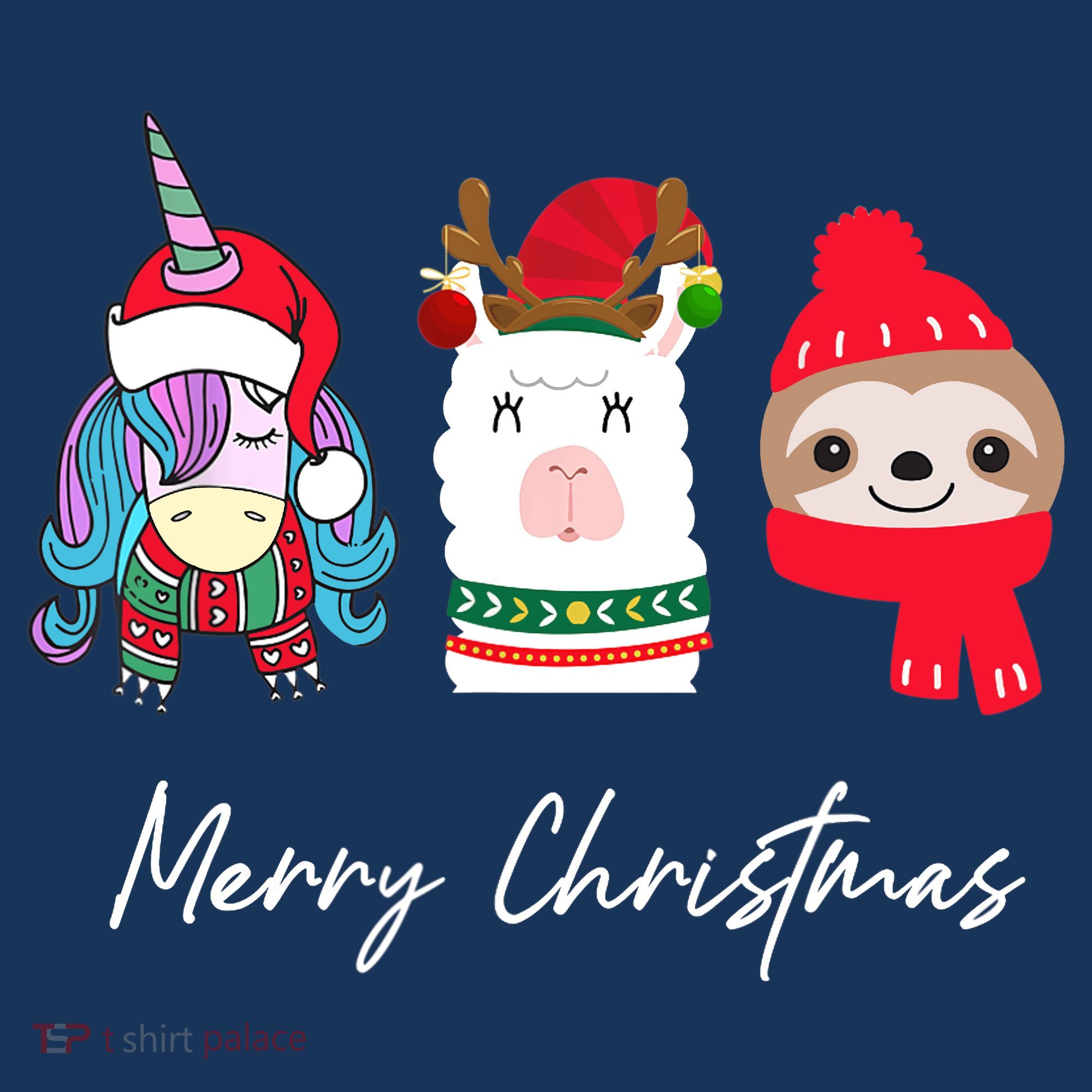Merry Christmas Unicorn Llama Sloth Funny Wo Girl Gifts Long Sleeve Shirt