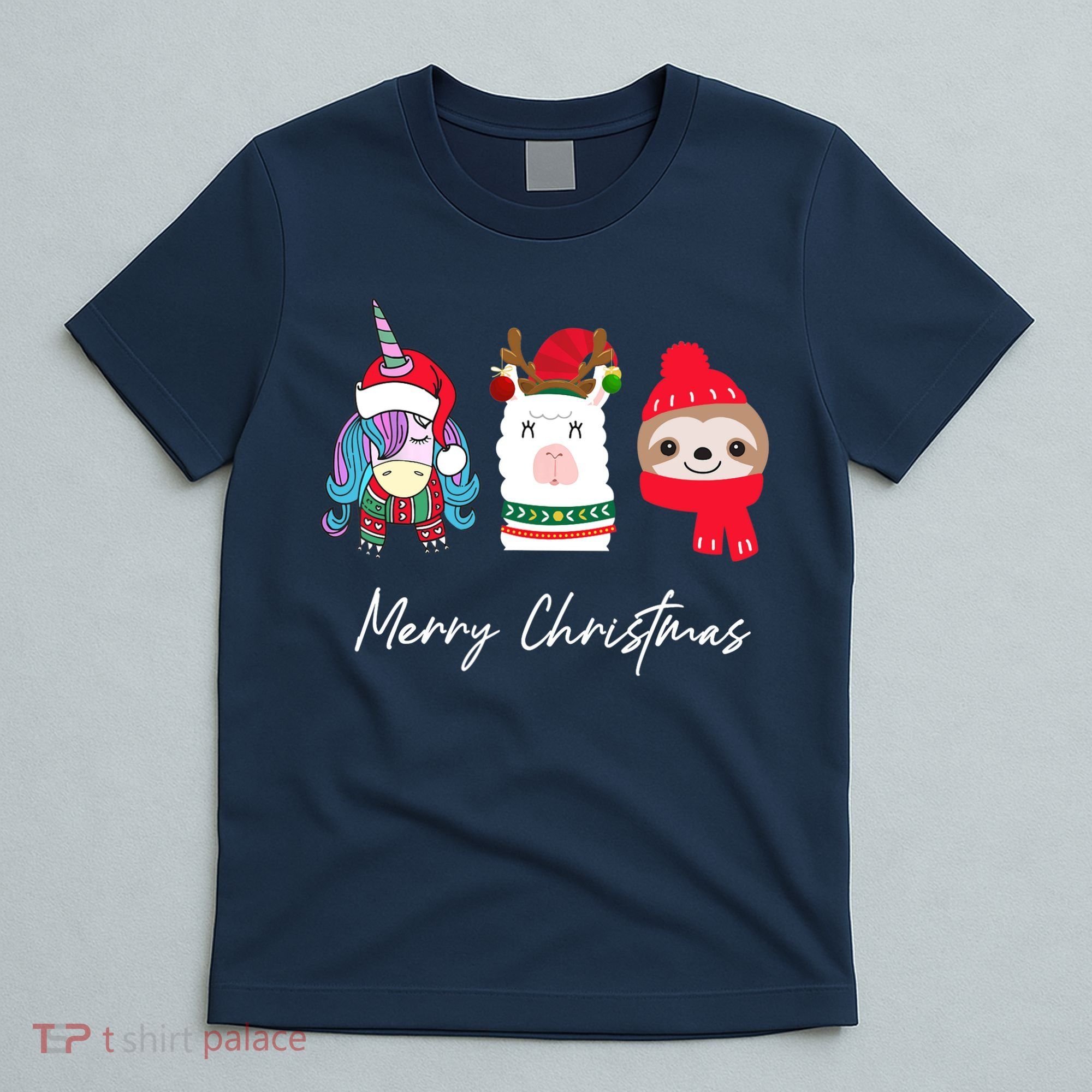Merry Christmas Unicorn Llama Sloth Funny Wo Girl Gifts T-Shirt