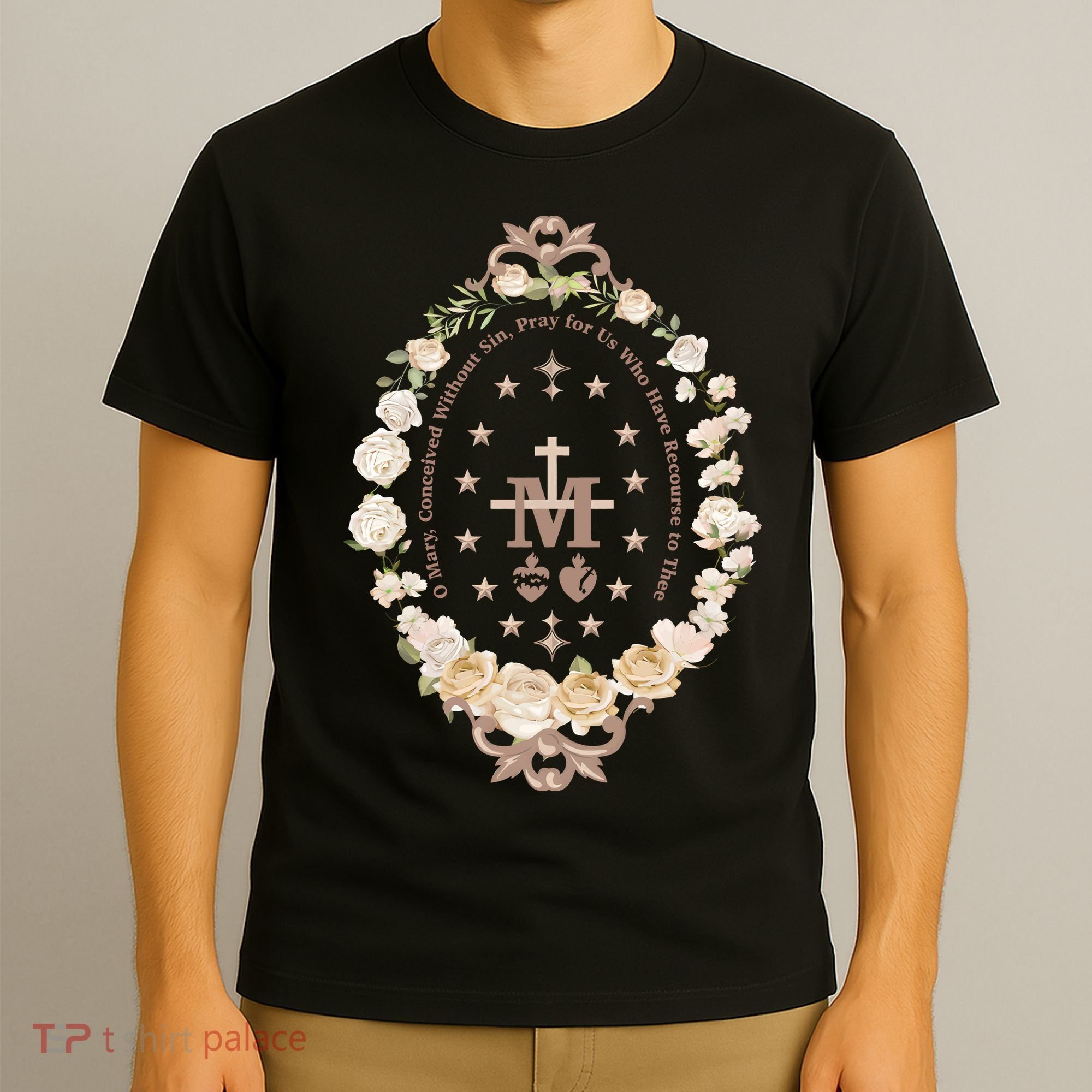 Marian Catholic Virgin Mary Catholic Gifts For Women Marian Cross T-Shirt