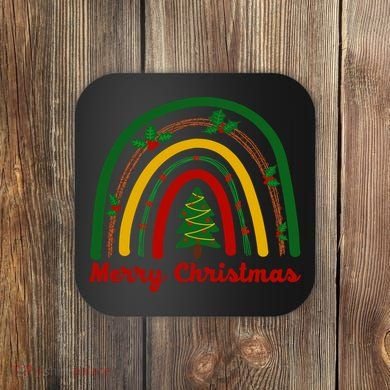Merry Christmas Vintage Rainbow Festive Coaster